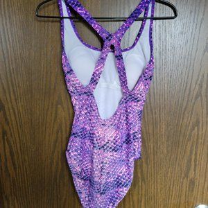 Speedo Lavender Purple Abstract Print Women's Speedo Swimsuit Size 10